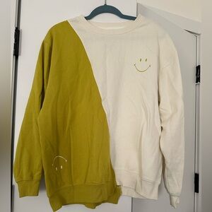 Smiley face color block sweatshirt